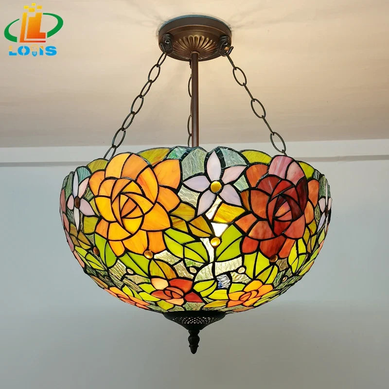 Decorative European-style inverted peony flower chandelier