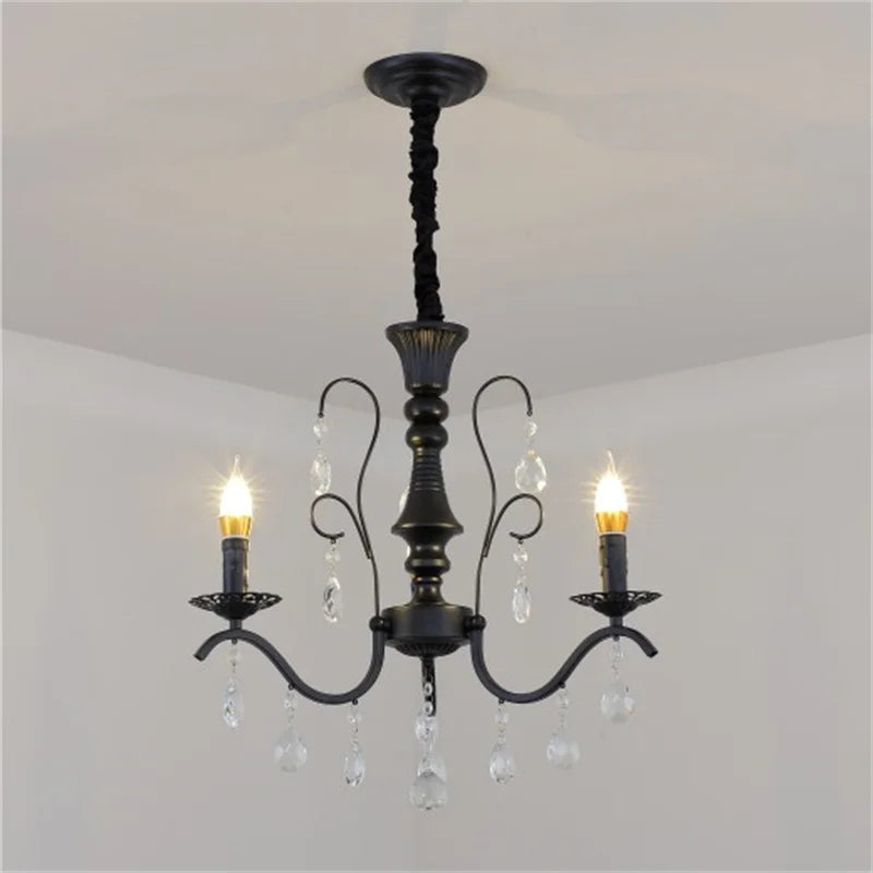 Elegant wrought iron crystal chandelier