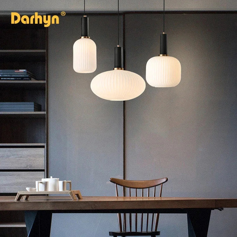 simple Nordic LED glass pendant light for restaurant