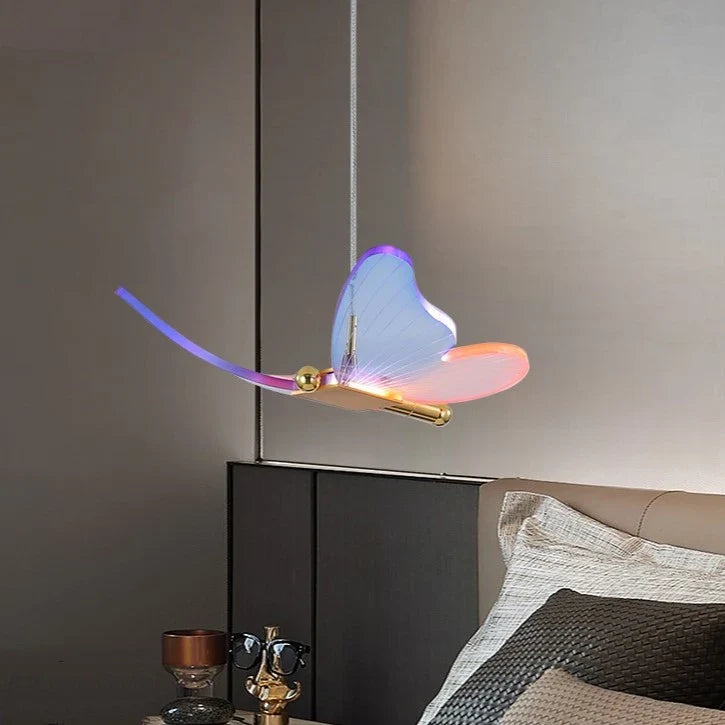 Luxury gold Nordic style chandelier with multicolored butterflies