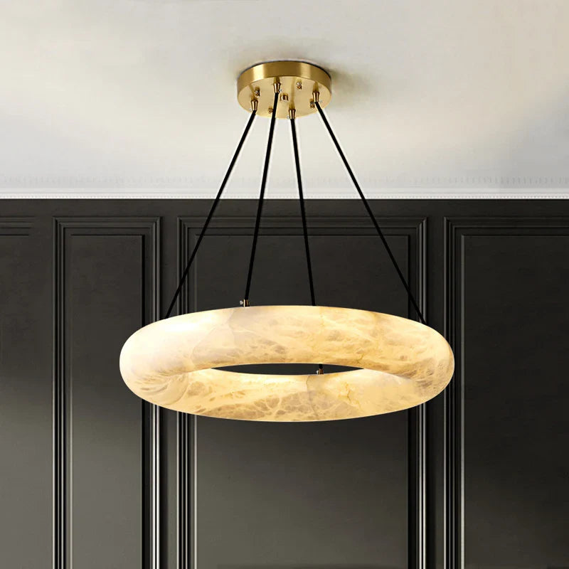 Luxury hotel chandelier in natural Spanish marble