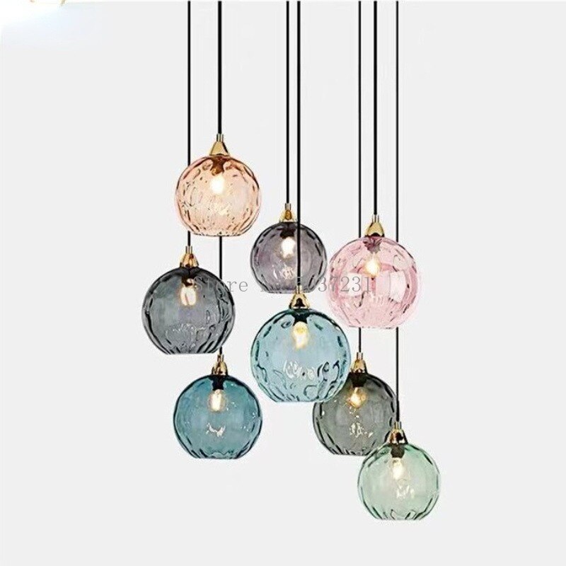 modern Nordic stained glass chandelier water ripple