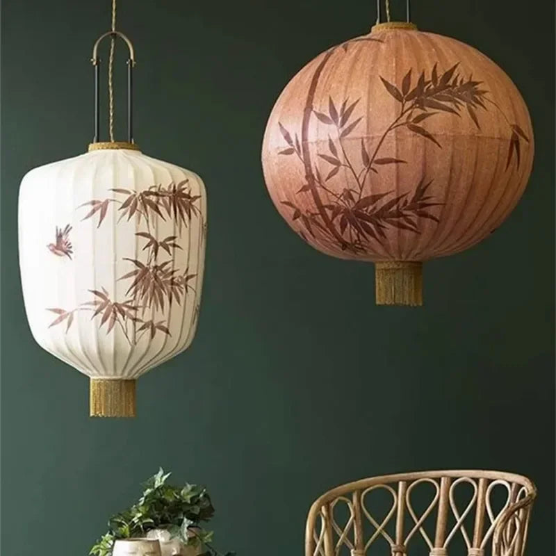 Zen medieval style Japanese fabric chandelier for interior decoration