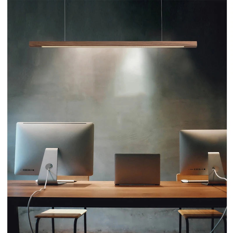 Modern Elongated Wooden LED Pendant Light