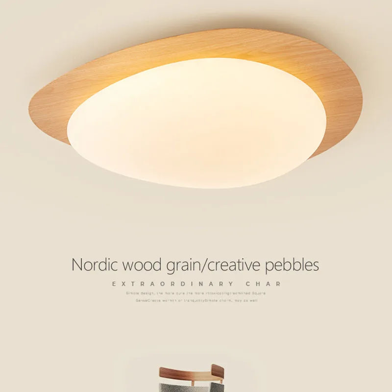 Elegant Nordic wooden LED ceiling light