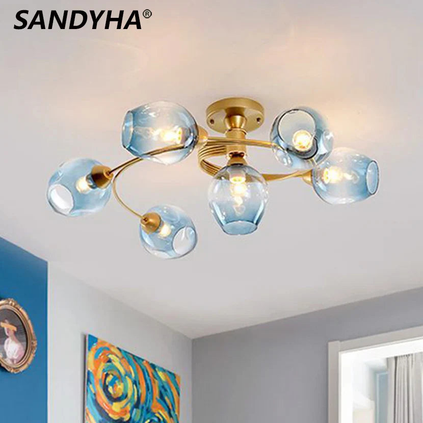 LED glass molecular chandelier for dining table