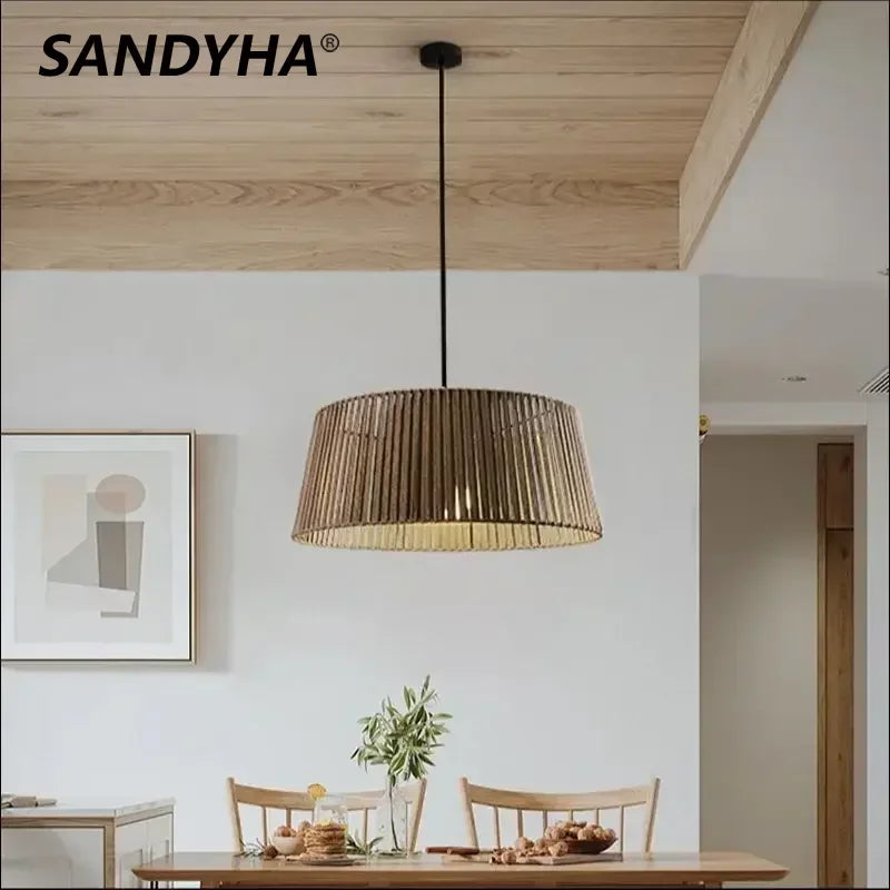 sandyha Nordic woven rope LED pendant lights