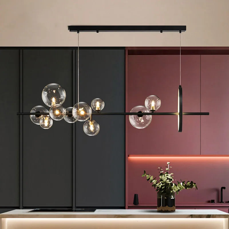 modern LED bubble glass chandelier with adjustable cord