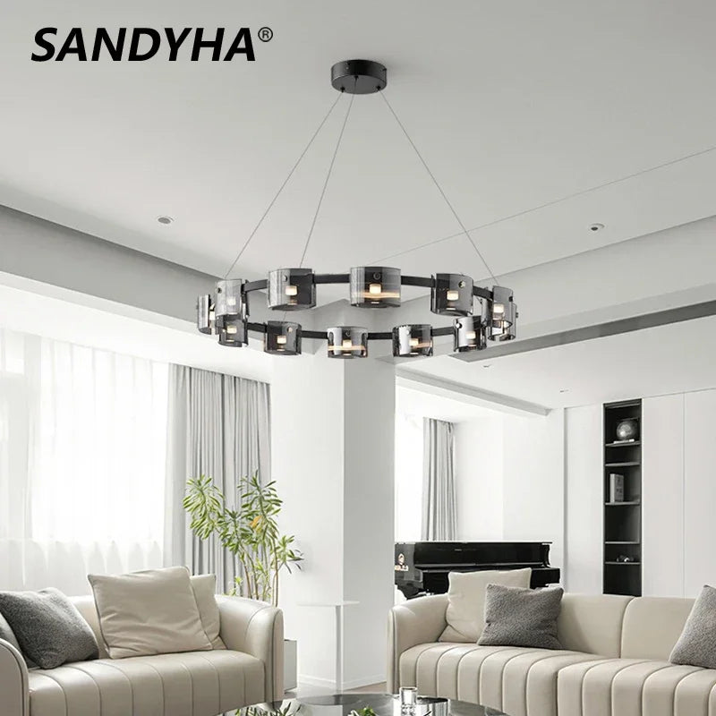 sandyha modern minimalist glass lampshade LED pendant light