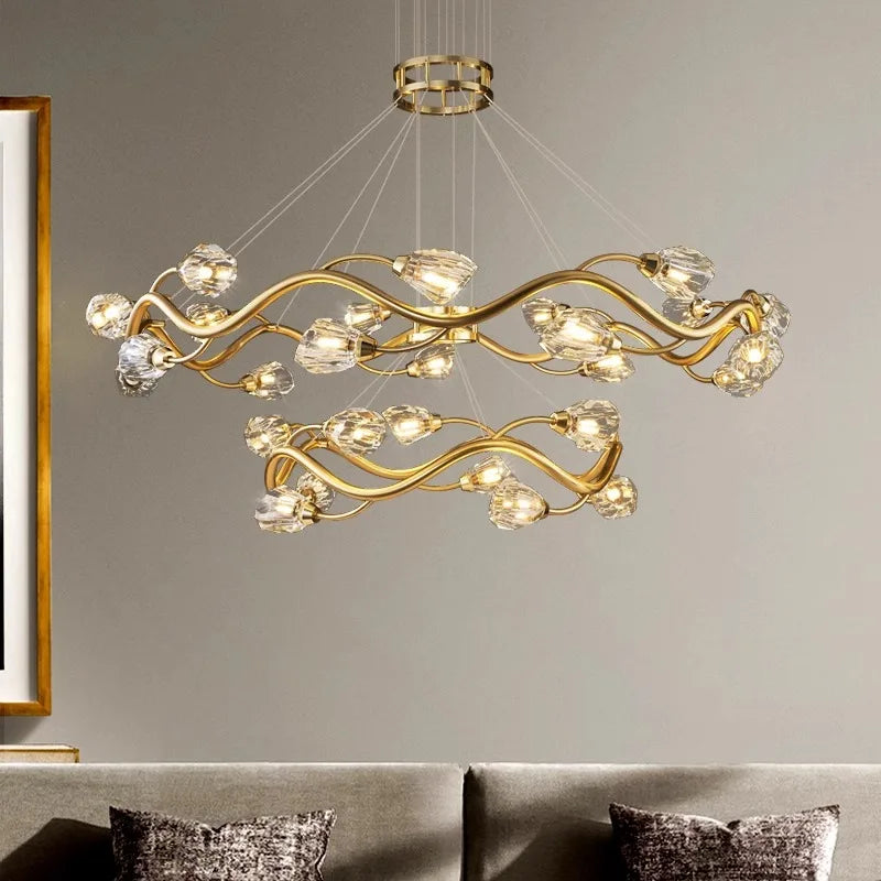 Modern luxury crystal LED chandelier for indoor lighting