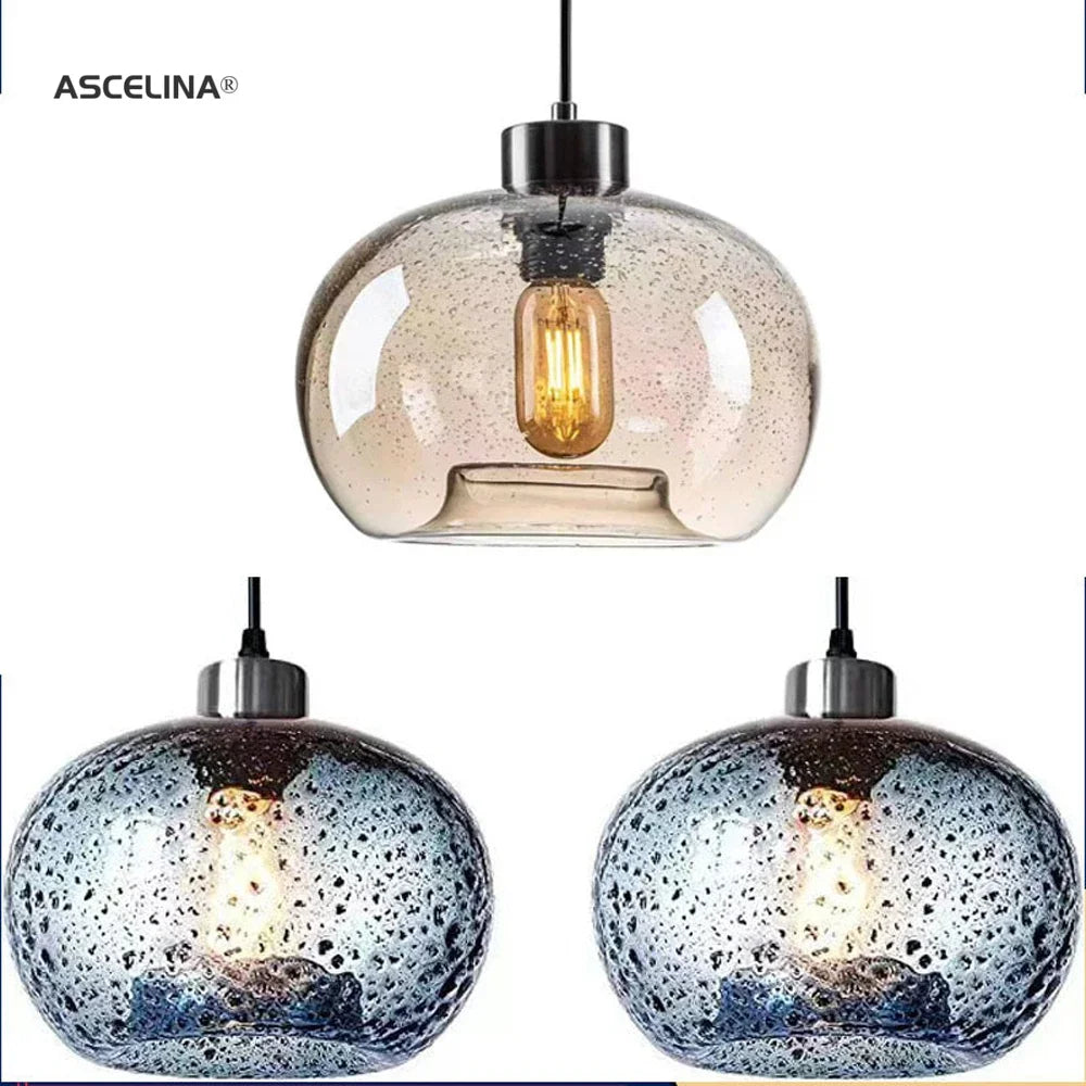vintage glass pendant light with air bubbles
