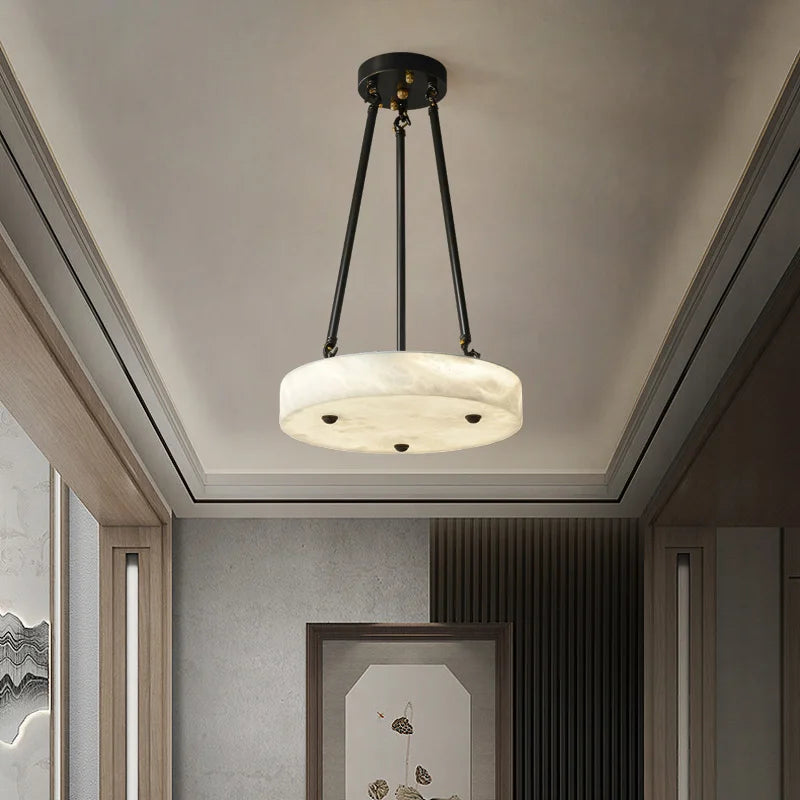 Retro LED minimalist modern design marble and copper chandelier