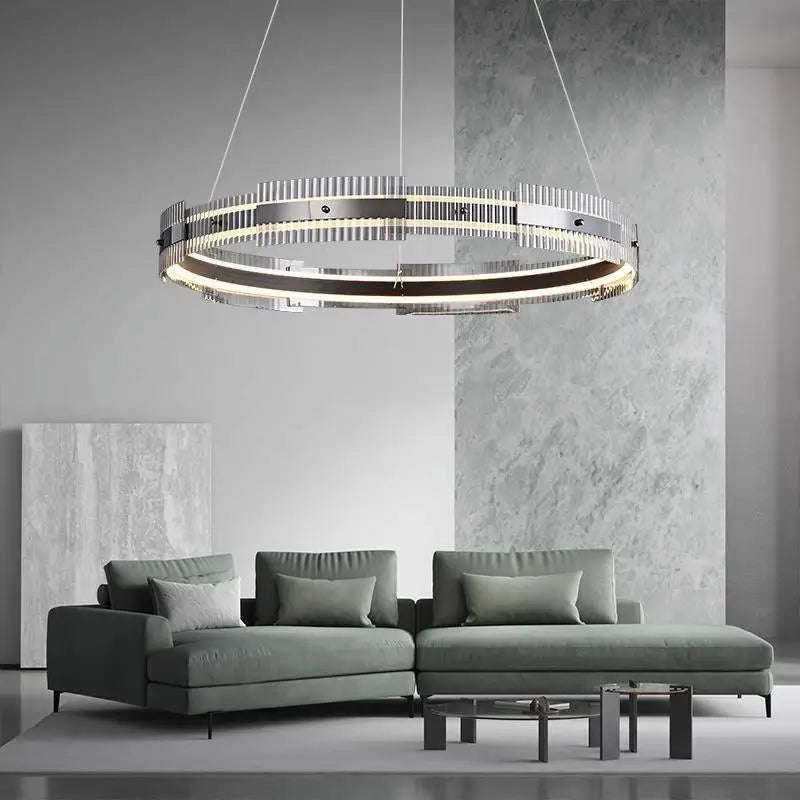Minimalist striped luminous decorative glass chandelier for interiors