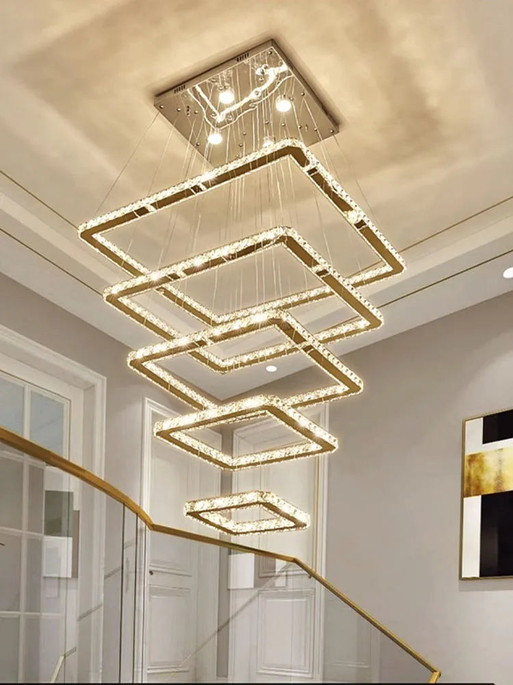 Modern Minimalist LED Crystal Chandelier Elegant Design