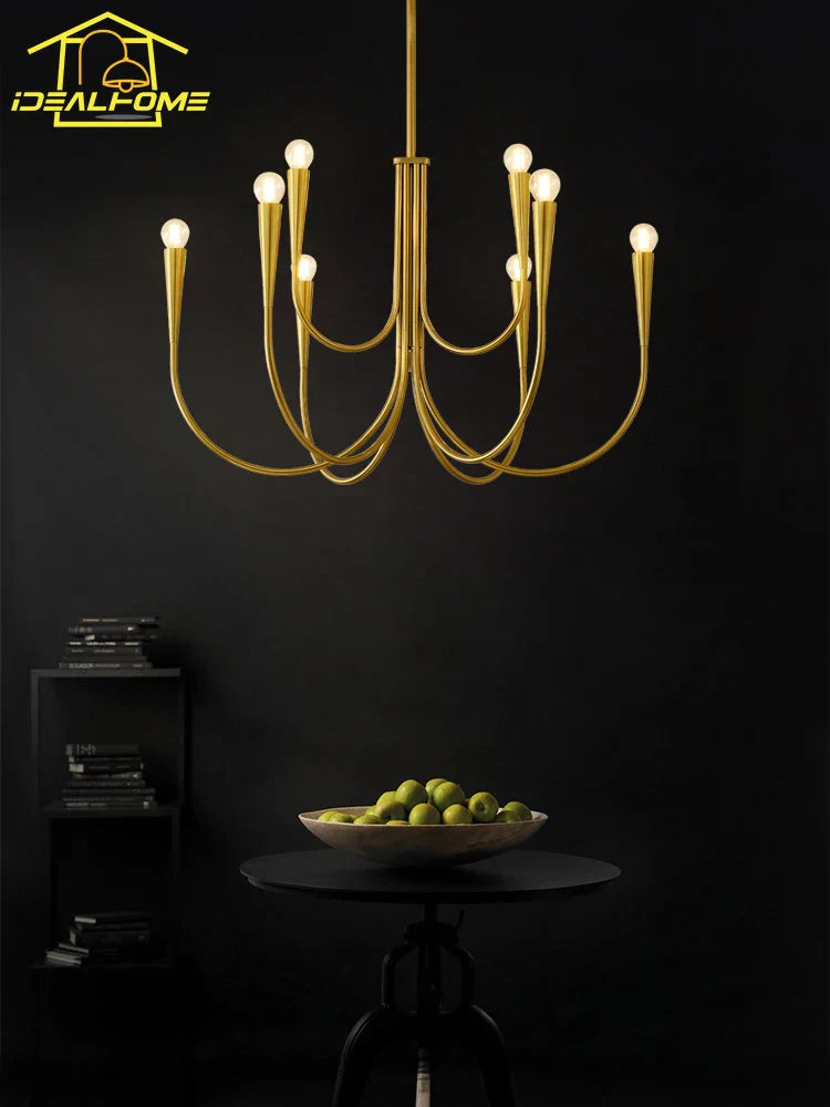 French vintage gilded black design chandelier for indoor lighting