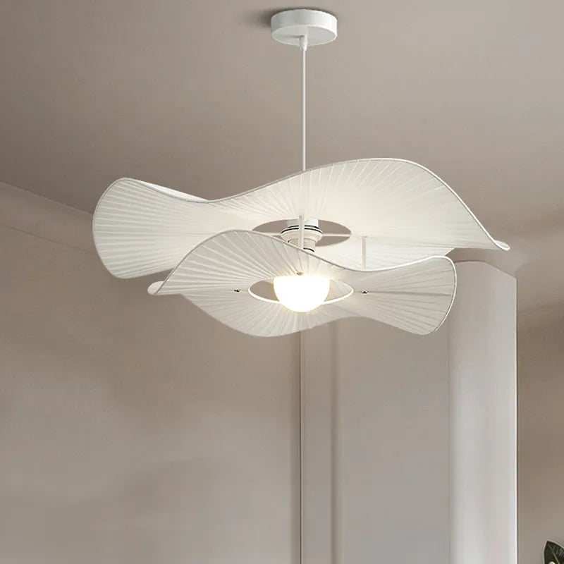 Nordic Chapeau Suspension E27 White Fabric Pendant Lights for Living Room Dining Room Bedroom LED Chandelier Indoor Lighting