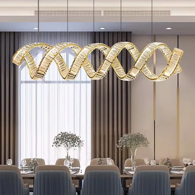 modern crystal spiral design pendant light