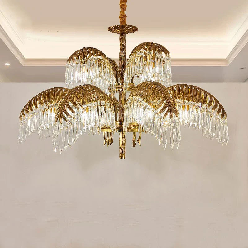 Copper chandelier with crystal for elegant and retro decor