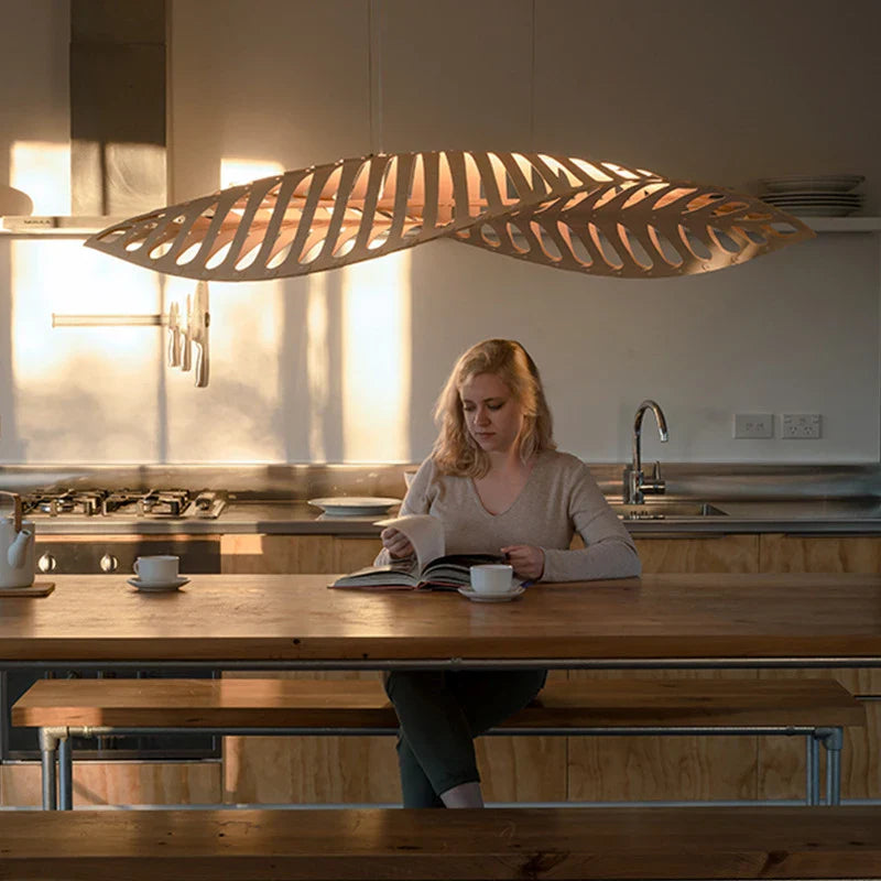 Minimalist Nordic Wabi-Sabi Wood Chandelier for Restaurant Bar