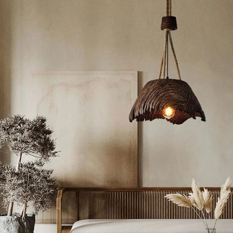 Nordic Wabi Sabi Chandelier Imitation Wood Strange Shapes Home Decor