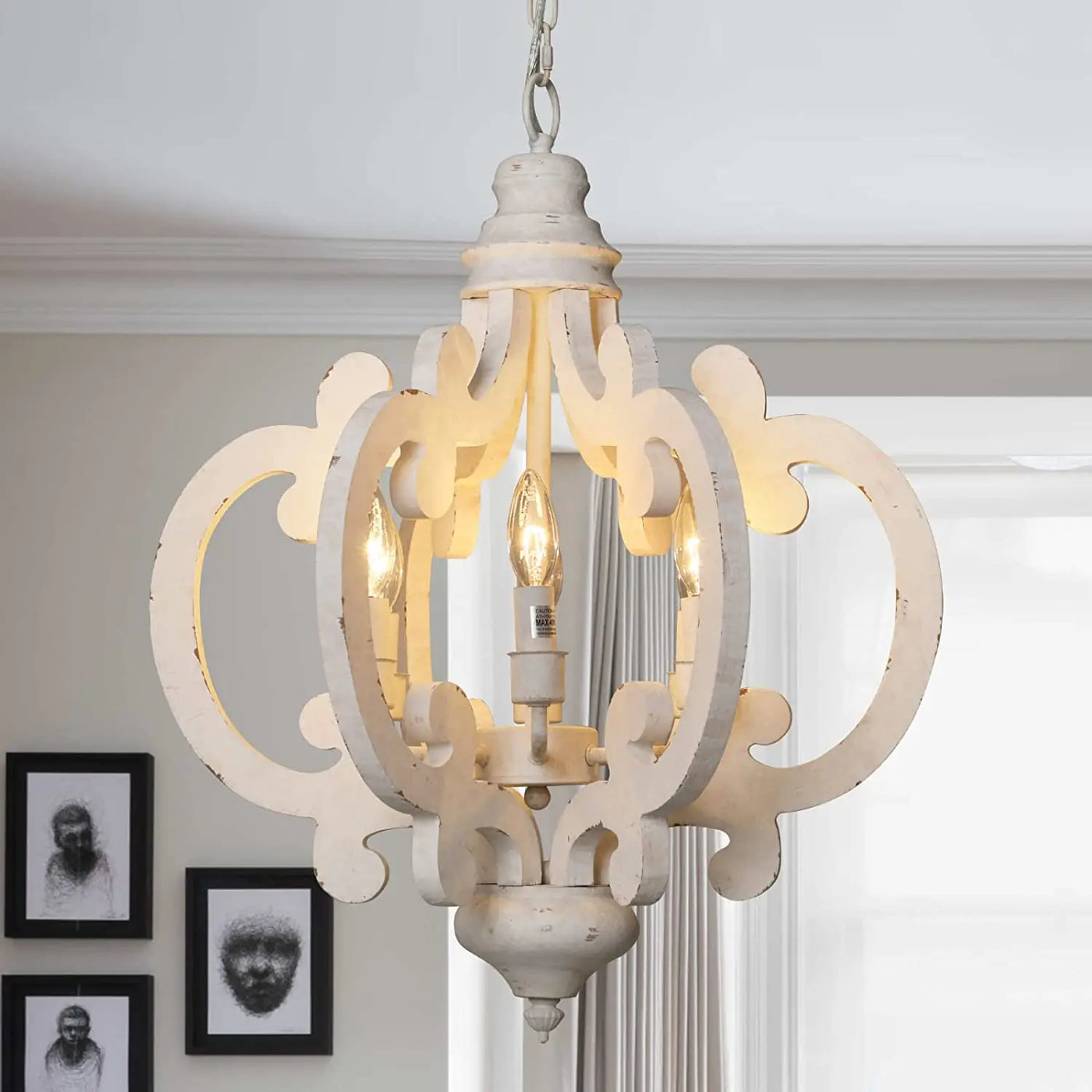Industrial vintage wooden chandelier