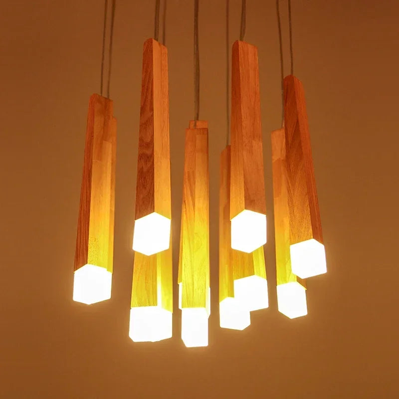 Elegant Scandinavian Wooden LED Pendant Light