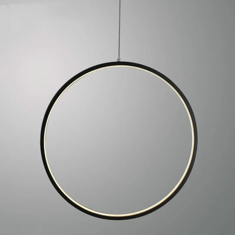 Minimalist LED suspension lights, round ring circle chandelier home for living room interior lighting, black chandelier fixtures