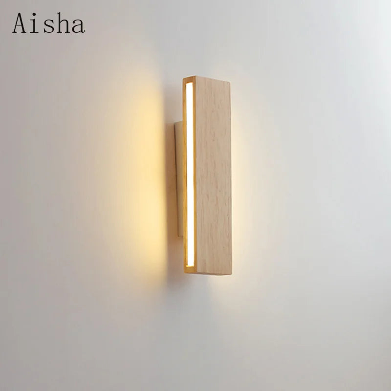 Elegant luminous natural wood wall light