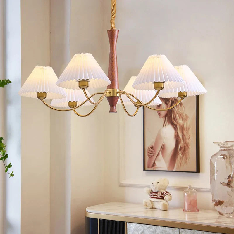 Warm handcrafted wooden chandelier