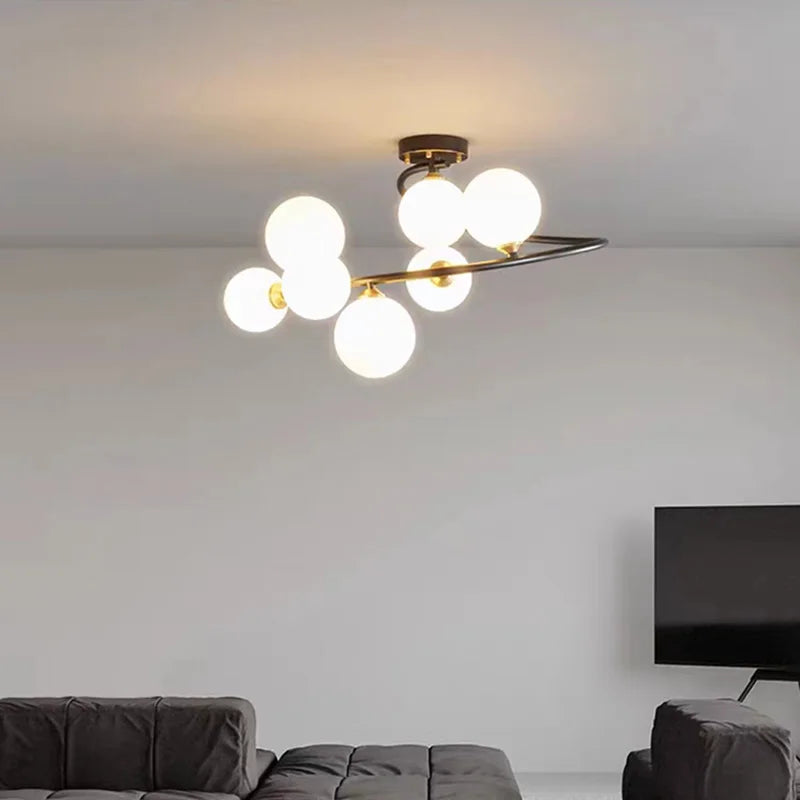 Modern glass and black copper indoor chandelier