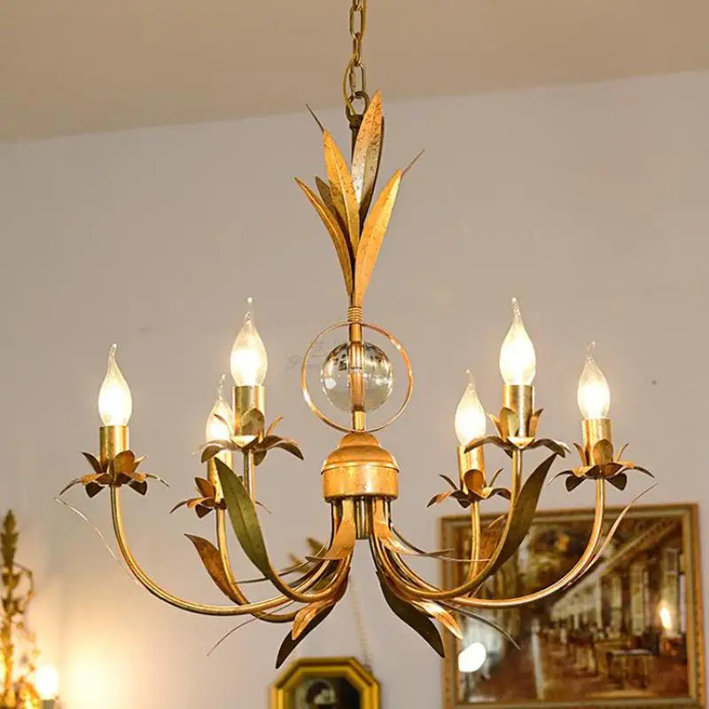 6-arm vintage retro iron chandelier for nostalgic lighting