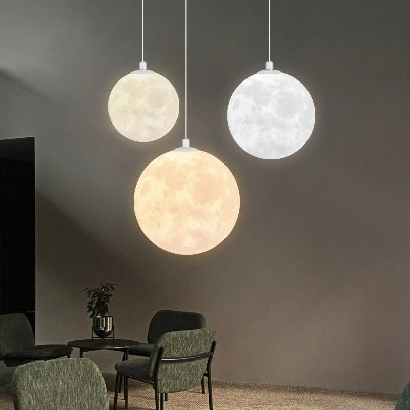 Nordic 3D Printed Moon Chandelier for Kids, Personalized