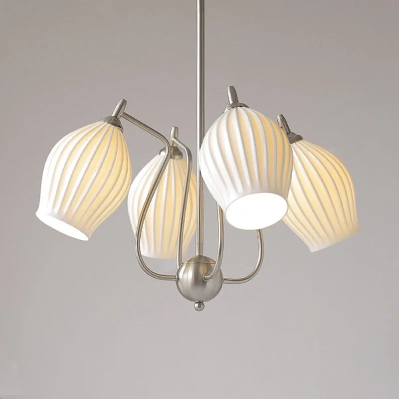French ceramic Bauhaus chandelier for elegant interiors