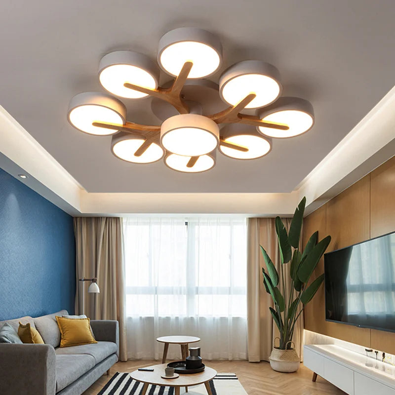 Nordic Macaron Chandelier Modern Minimalist Wooden Decoration