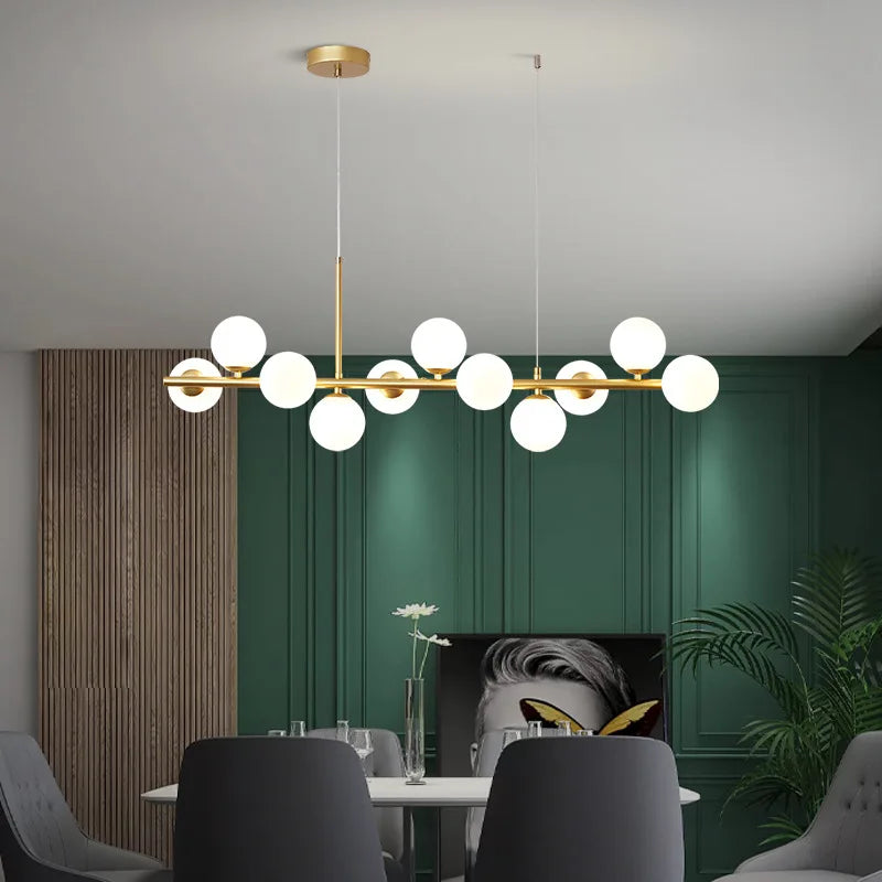 Modern long glass ball chandelier pendant lamp LED decoration