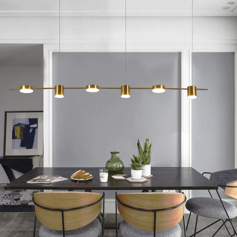 LumiModern – Black/Gold Aluminum Pendant Light with 3, 5, or 6 Lights