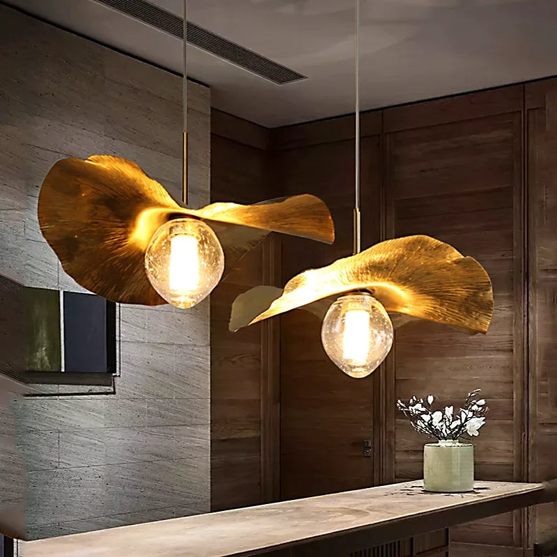 Minimalist Scandinavian copper chandelier