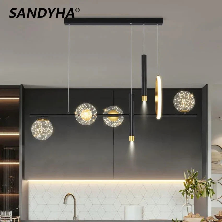 Elegant gypsophila glass LED chandelier
