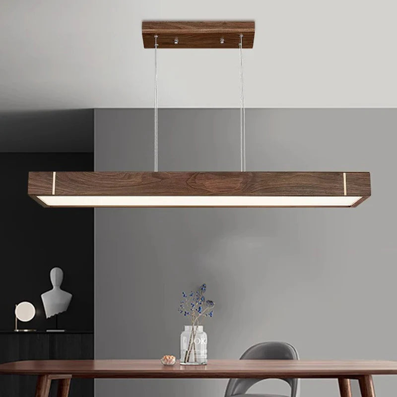 Modern dark wood LED chandelier for interior decoration