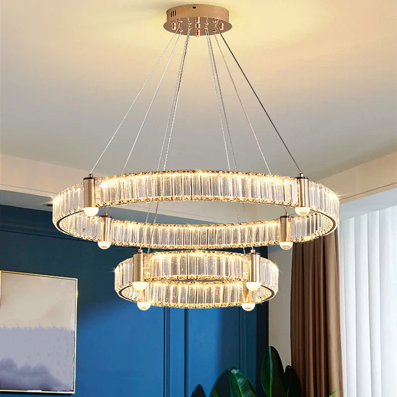Postmodern Nordic Design Crystal Ring LED Chandelier