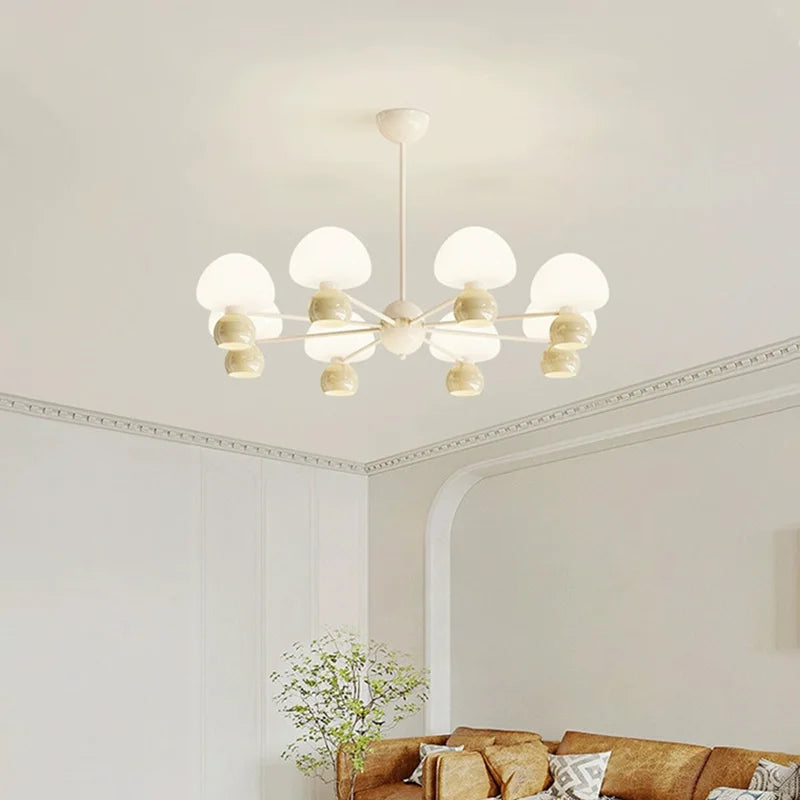 Modern glass chandelier with adjustable metal light fixtures