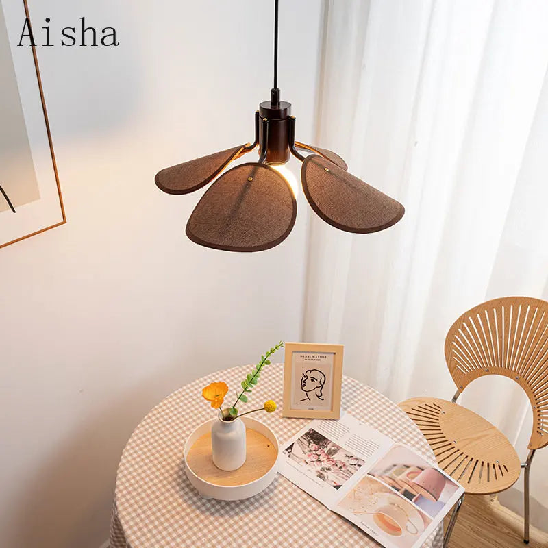 Japanese-style woven fabric vintage chandelier for artistic lighting