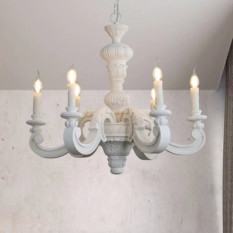 Elegant retro carved wood and Murano glass chandelier