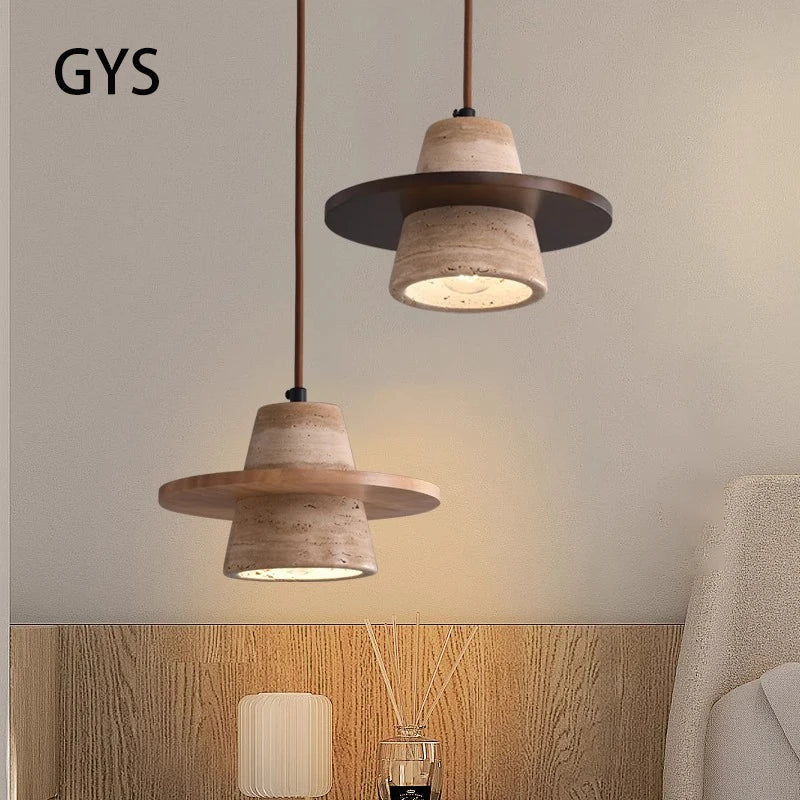 Small medieval retro-style stone LED chandelier