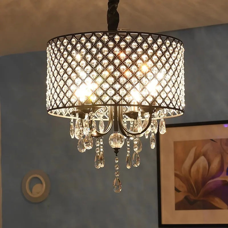 vintage crystal and iron chandelier for restaurant or bar