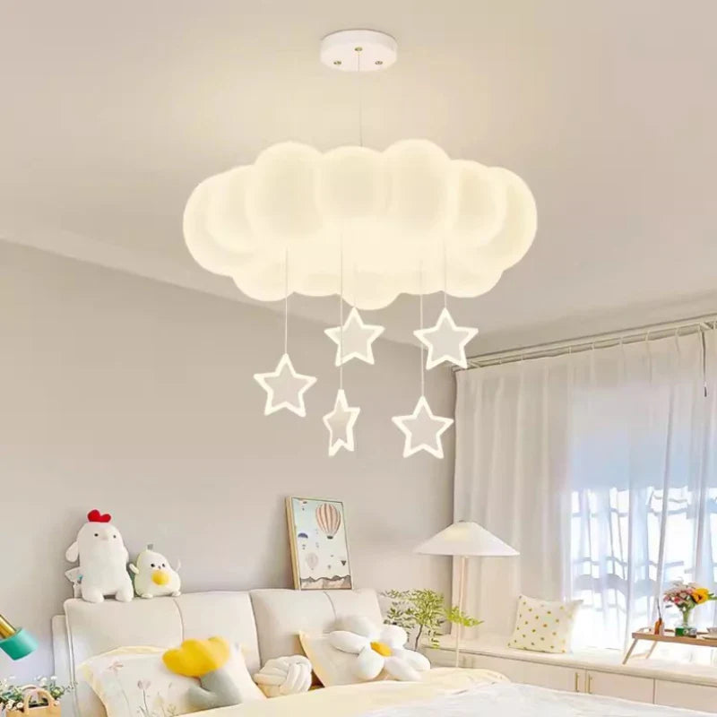 Modern romantic cloud chandelier for a child's bedroom interior decoration