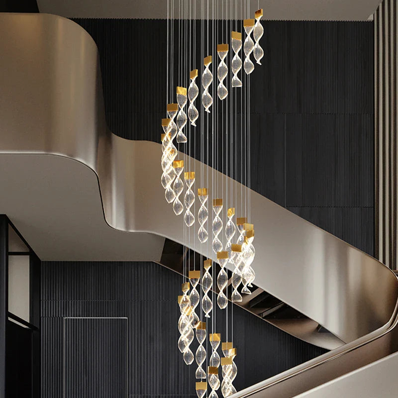 Stylish chandelier illuminating the space.