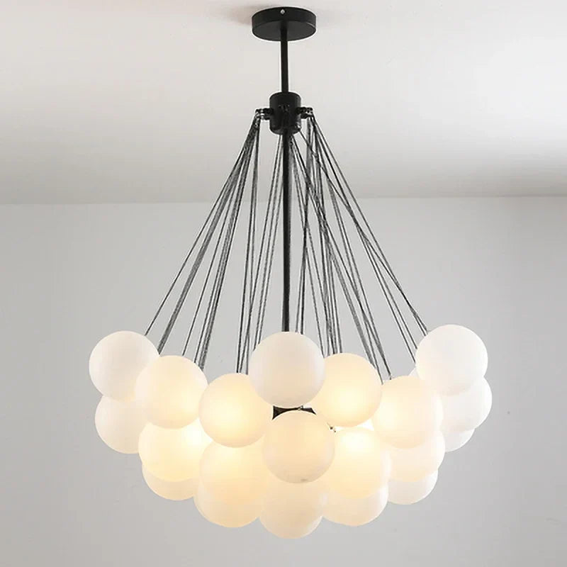 Modern White Glass Balls Pendant Lights for Dining Room Living Room Bedroom Cafes Hall Home Decor Chandeliers Indoor Chandelier Lighting Fixture