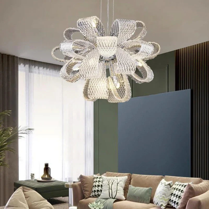 minimalist floral design glass chandelier for modern interior
