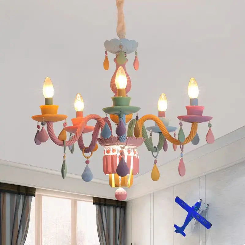 kawaii design crystal rainbow chandelier for kids' room decor